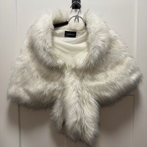 Ivory Faux Fur Cape by Caracilia
